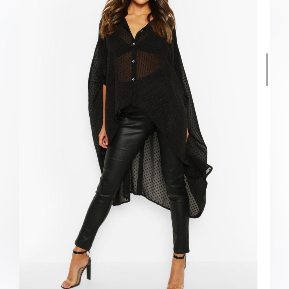 3/4 Sleeve Polka Dot Poncho Blouse